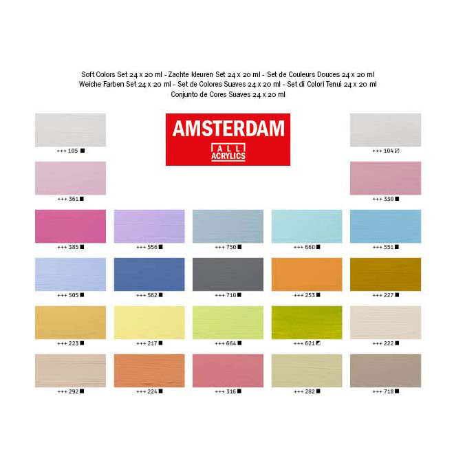 Amsterdam standaard series acrylverf zachte kleuren set 24 x 20ml