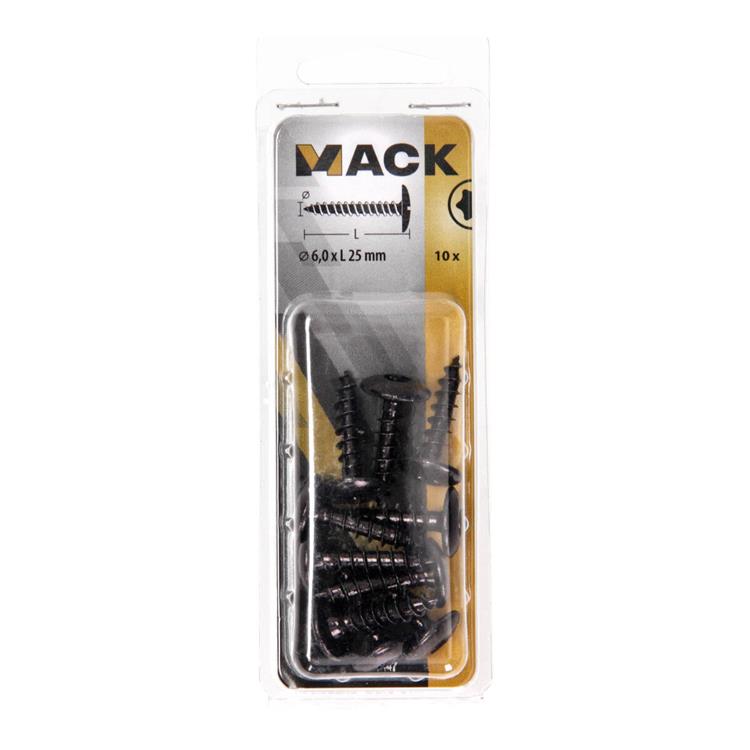Mack 1069147 - luikschroef zwart 6,0 x 25 mm 10st | 5 stuks
