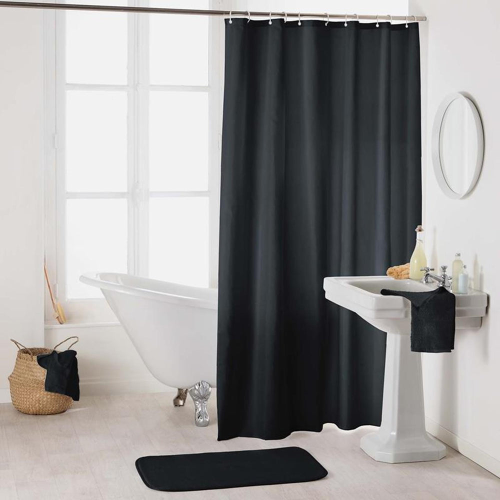 Wicotex douchegordijn uni pvc 180x200cm zwart exclusief ophangringen