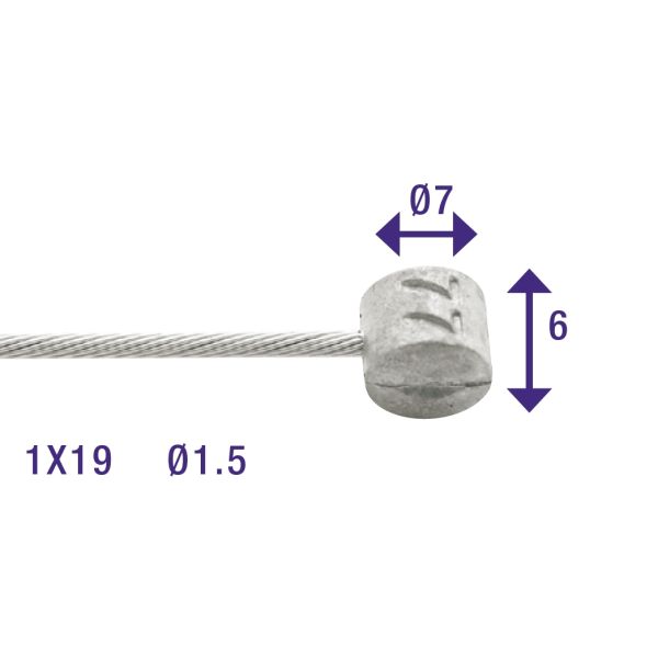 Rem binnenkabel Elvedes 2250mm RVS ø1,5mm T-nippel (op kaart)