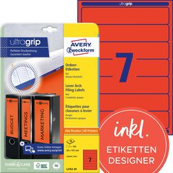 Rugetiketten avery l4762-20 rood 140 etiketten