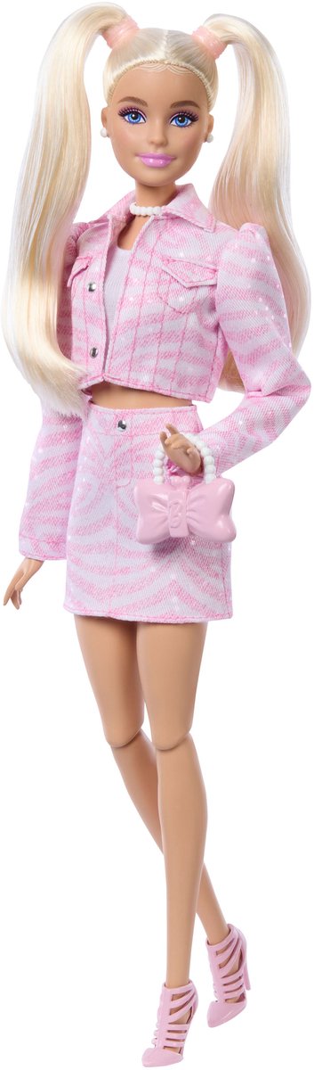 Barbie deluxe stijl - roze denim jasje met bijpassende rok - modepop