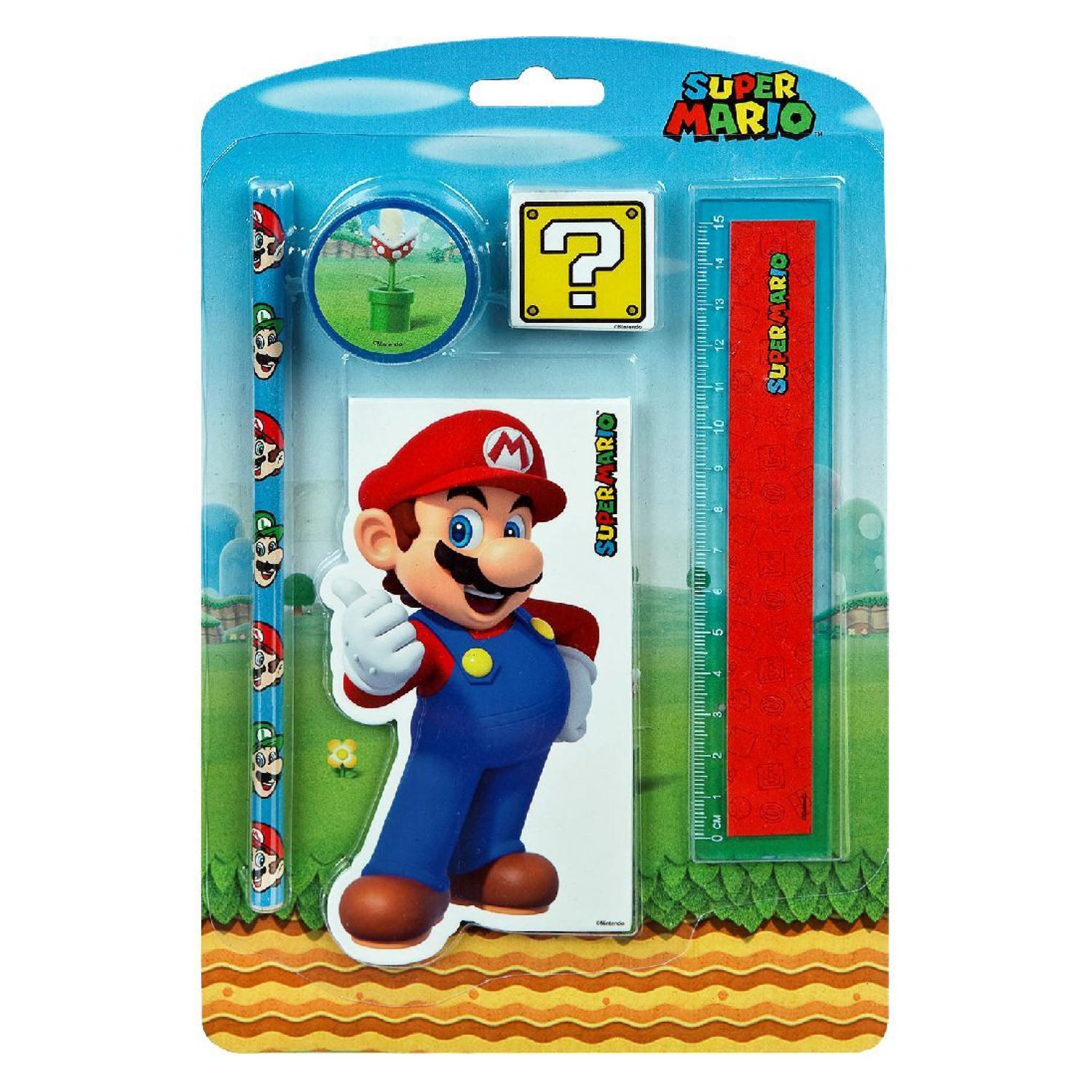 Kinderlicentie Super Mario-schrijfwarenset, 5dlg.