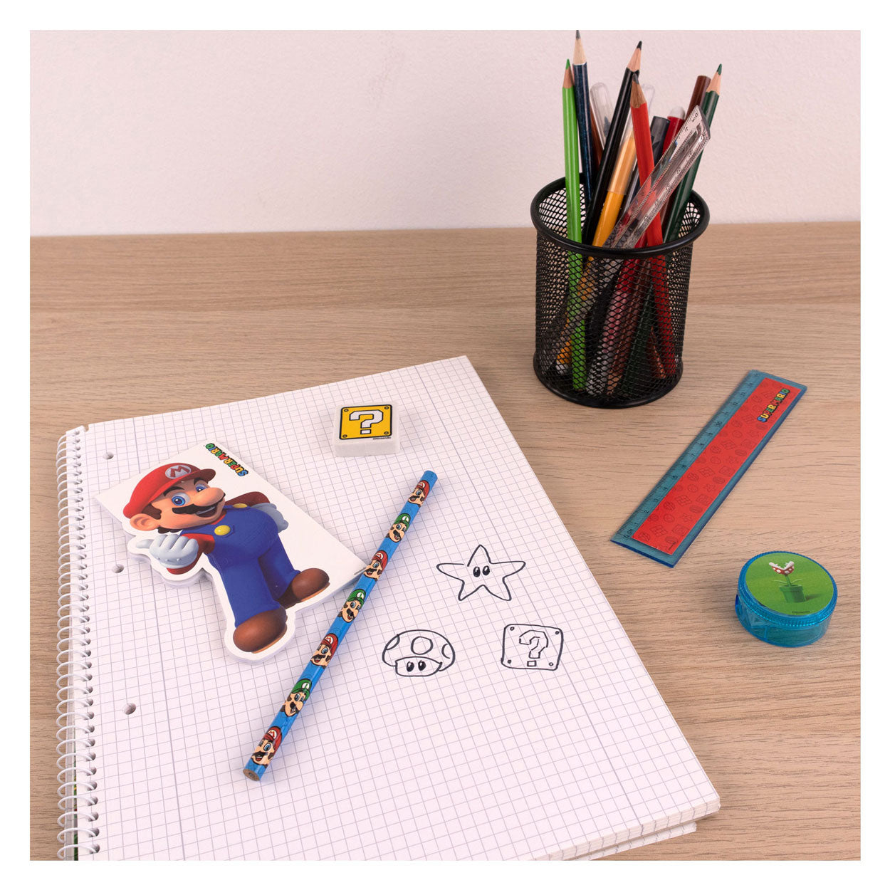 Kinderlicentie Super Mario-schrijfwarenset, 5dlg.