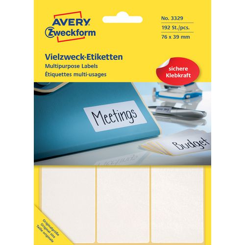 Multifunctionele etiketten avery 3324 wit 192 stuks