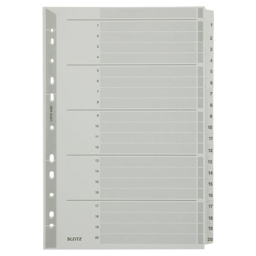 Tabbladen leitz grijs 1 tot 20 a4 160g m² karton