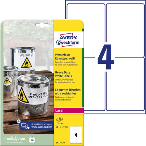 Ty heavy du etiketten avery zweckform 99.1 x 139 mm 80 stuks