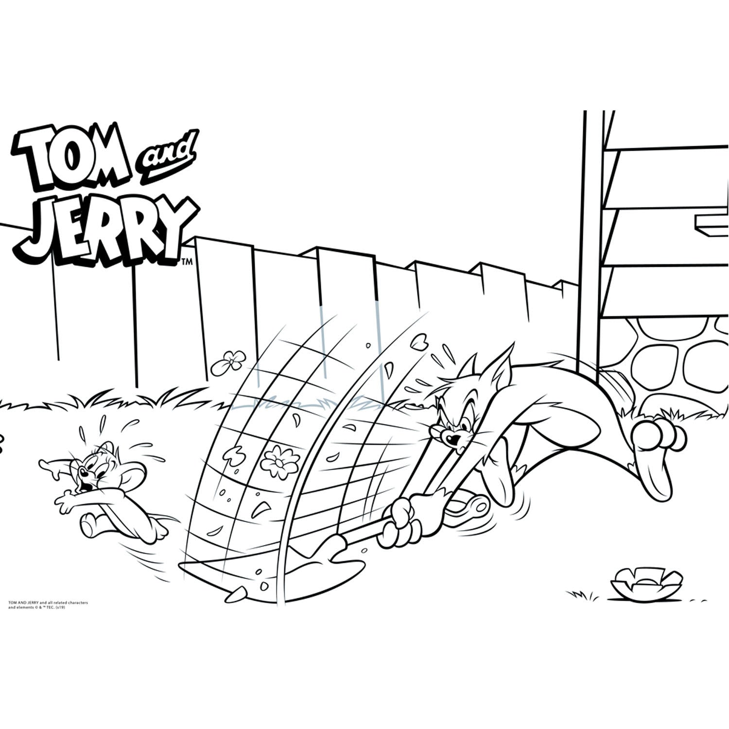Tom Jerry Kleurplaat met stencil en stickervel