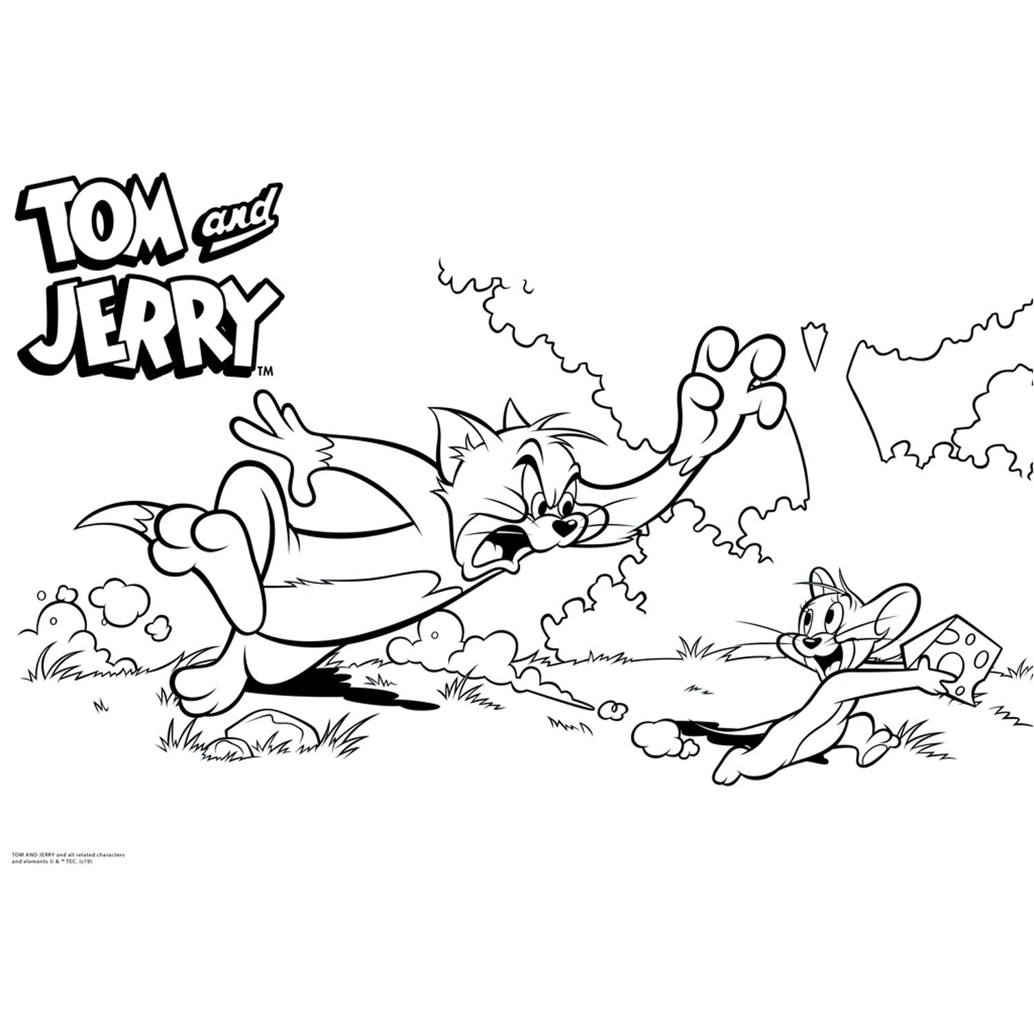 Tom Jerry Kleurplaat met stencil en stickervel