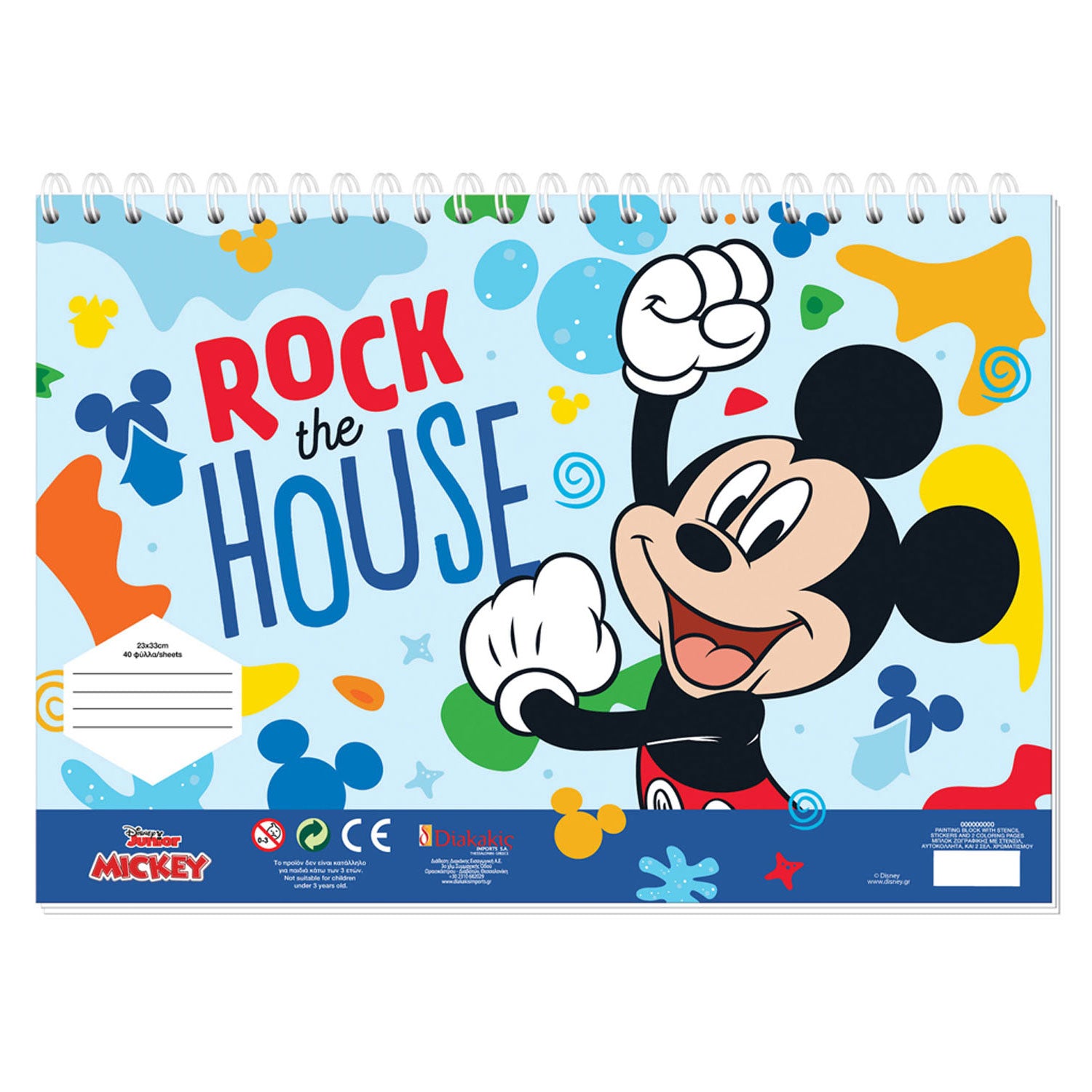 Mickey Mouse Kleurplaat met Sjabloon en Stickervel