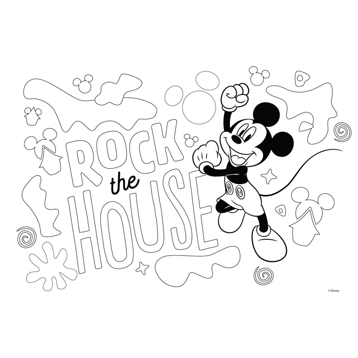 Mickey Mouse Kleurplaat met Sjabloon en Stickervel