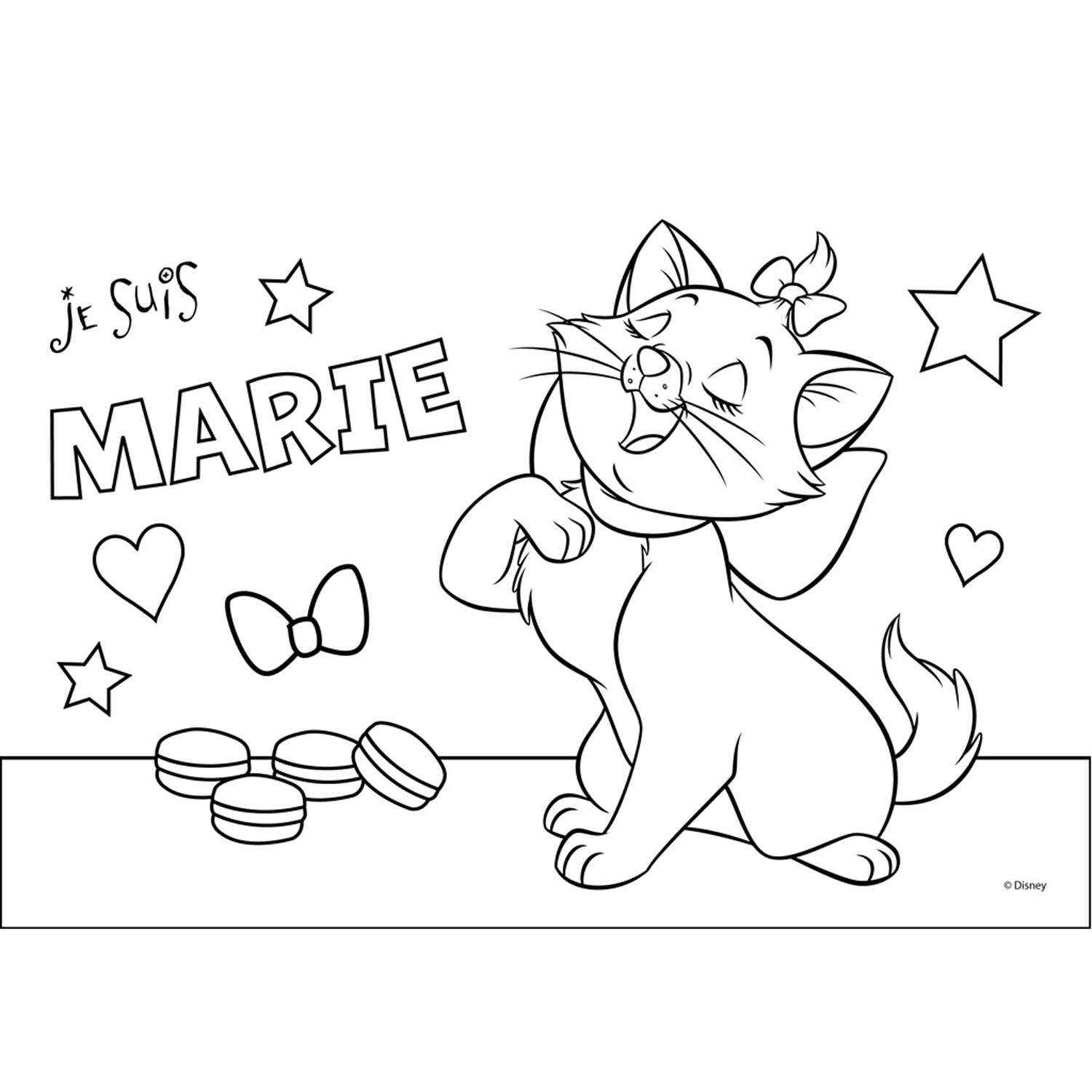 Marie Cat Kleurplaat met stencil en stickervel