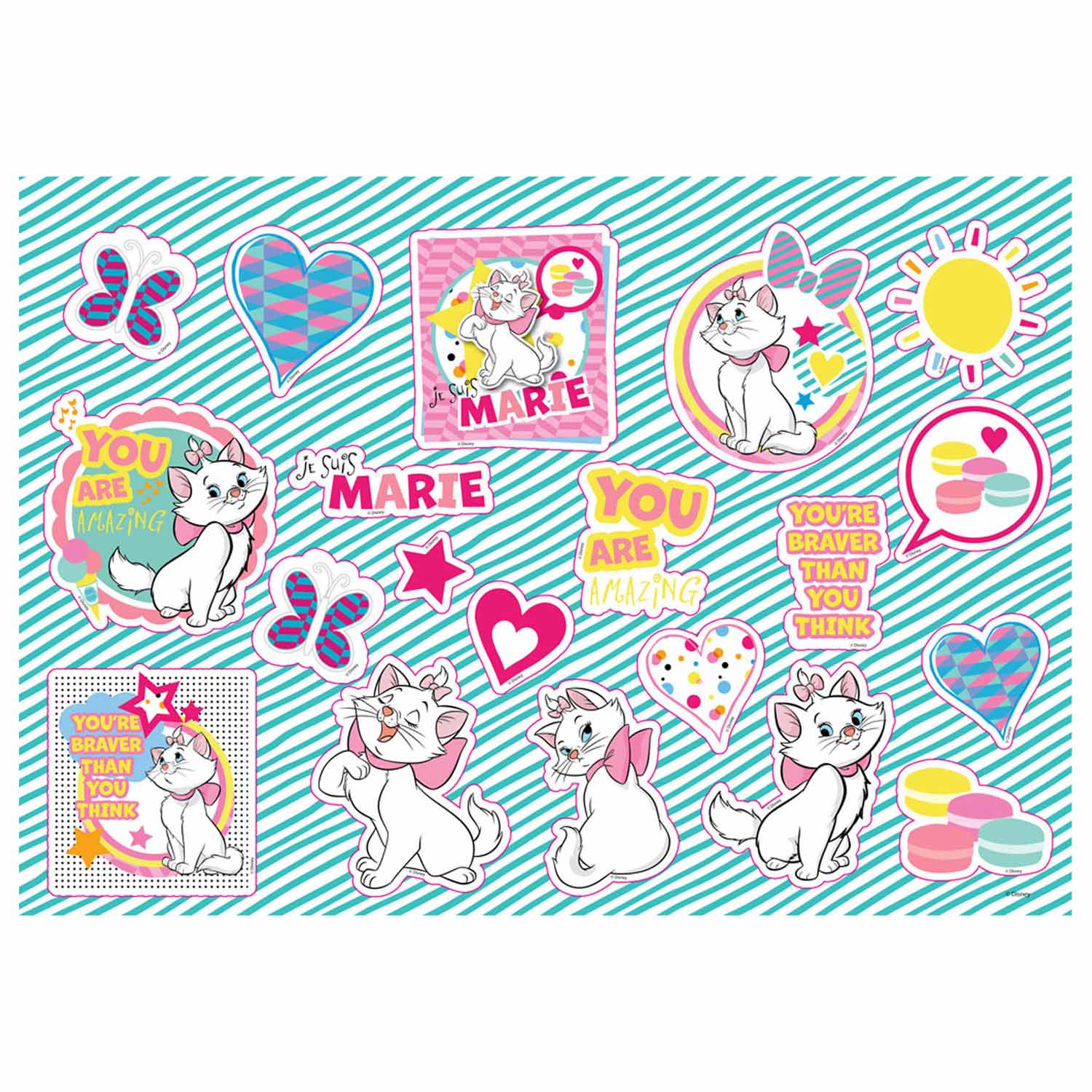Marie Cat Kleurplaat met stencil en stickervel