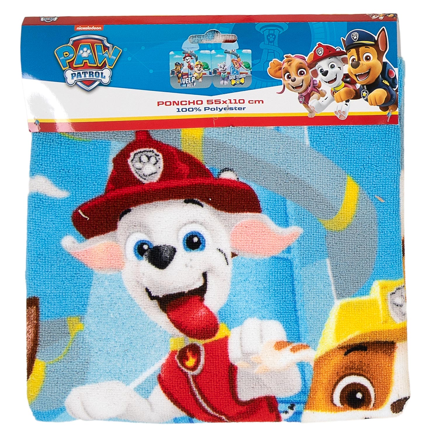 Paw Patrol poncho 100% polyester 55x110cm