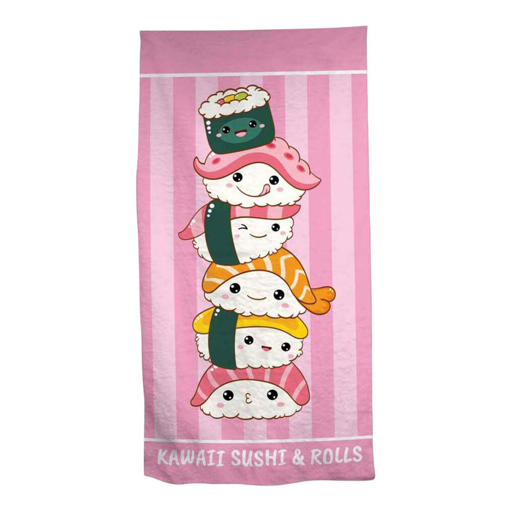 Kawaii sushi rolls strandlaken - 70x140 cm
