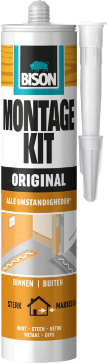 Bison montagekit original koker 350 g, montagelijm, bevestigen, hoge eindsterkte, binnen en buiten, blijvend elastisch, extra sterk, vullend eenvoudig in gebruik