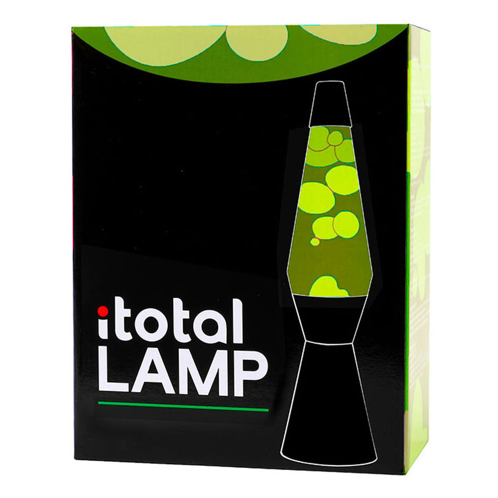 I-total lavalamp - lava lamp - sfeerlamp - 40x11 cm - glas aluminium - 30w - groen met gele lava - zwart - xl2341