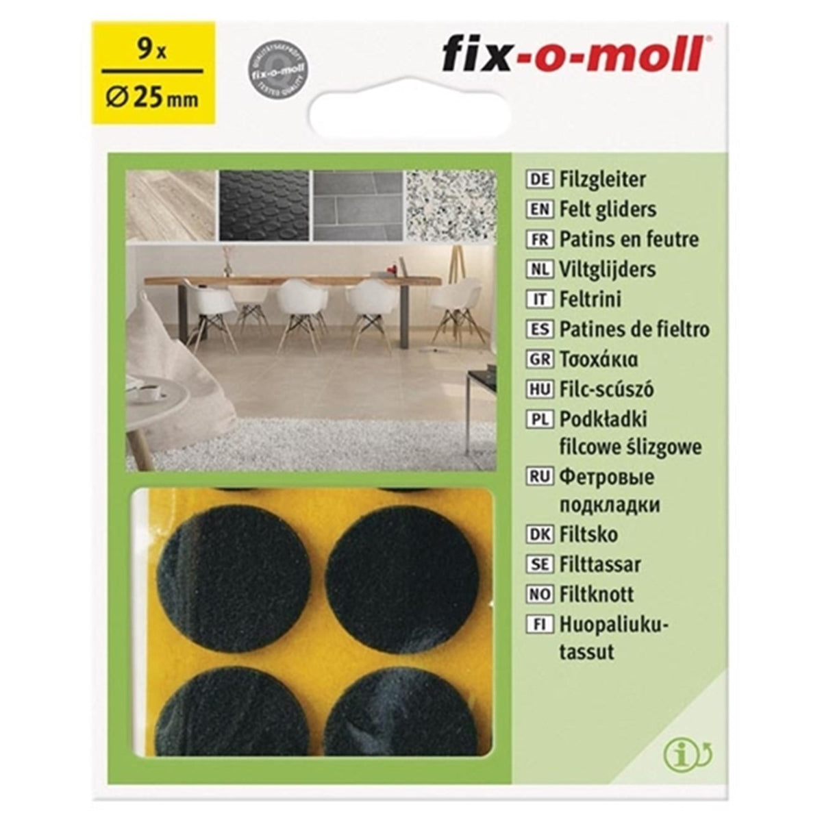 Fix-o-moll viltglijder bruin 9x ø25mm