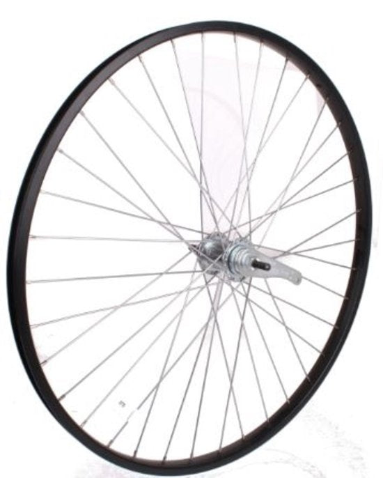 Wiel achter 28x1 5 8x1 3 8kt remnaaf, zwarte aluminium velg