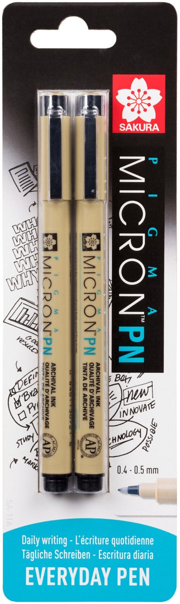 Sakura pigma micron pn zwart, 2 stuks