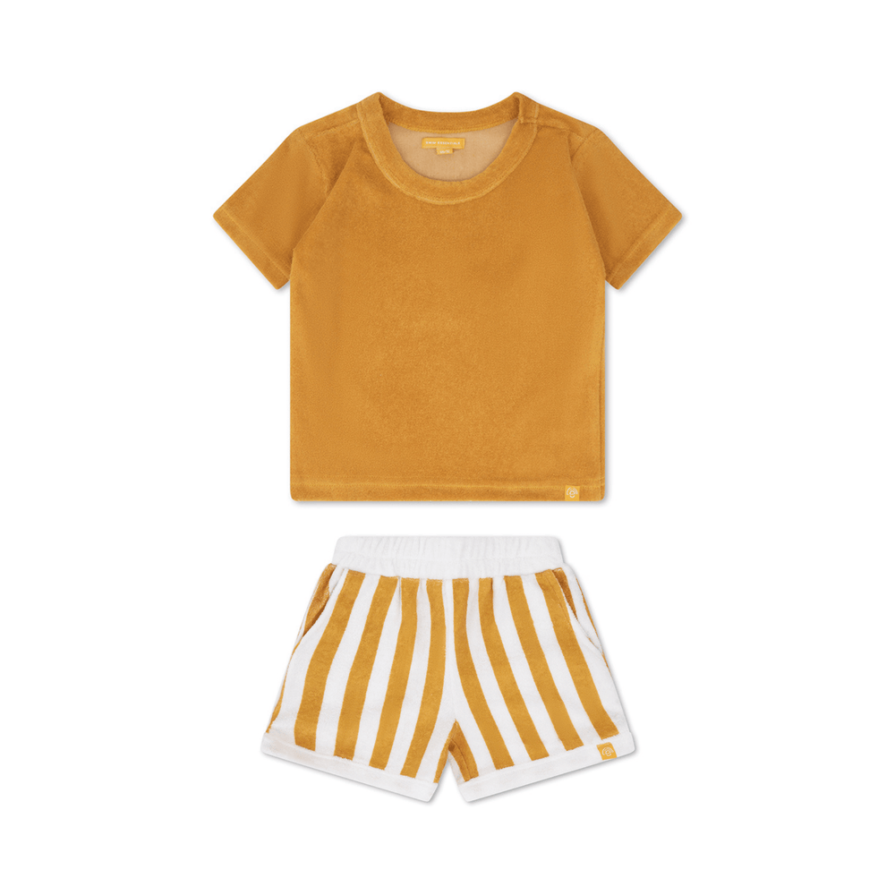 Flow | geel wit jongens set strand – terry