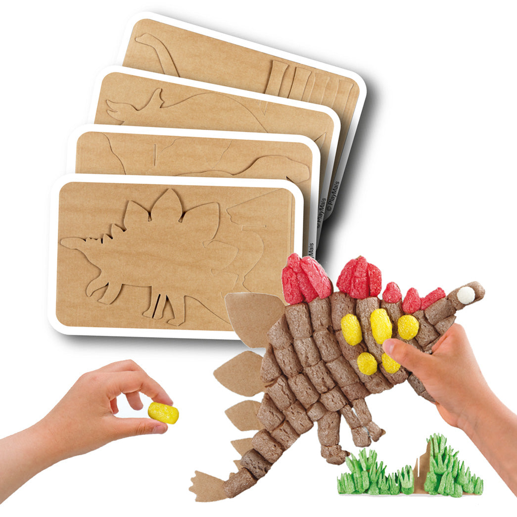 Playmais dino kaarten versieren, 4st.