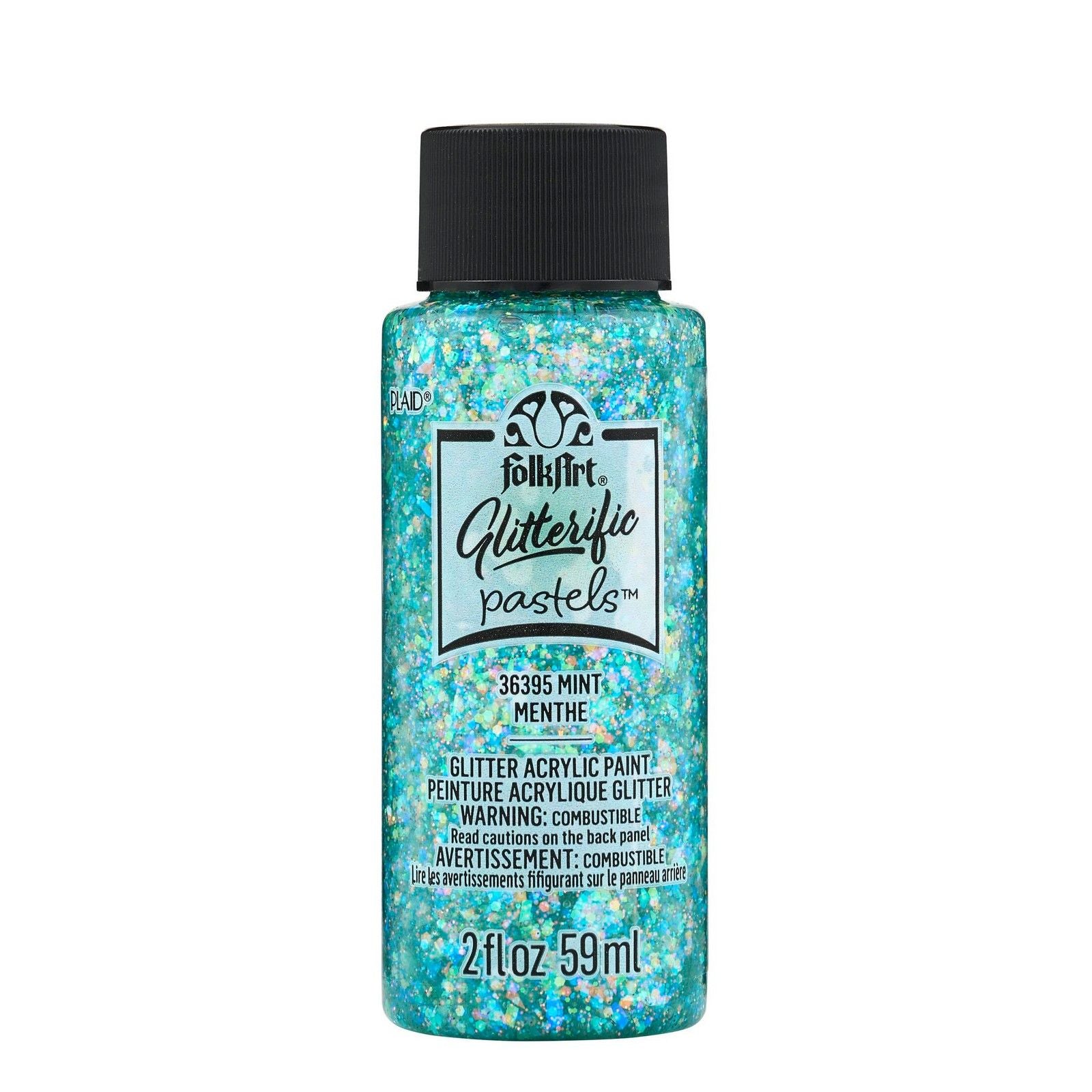 Folkart • glitterific pastels acrylic paint mint 59ml