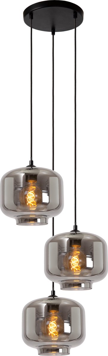 Lucide medine - hanglamp - ø 46 cm - 3xe27 - fumé