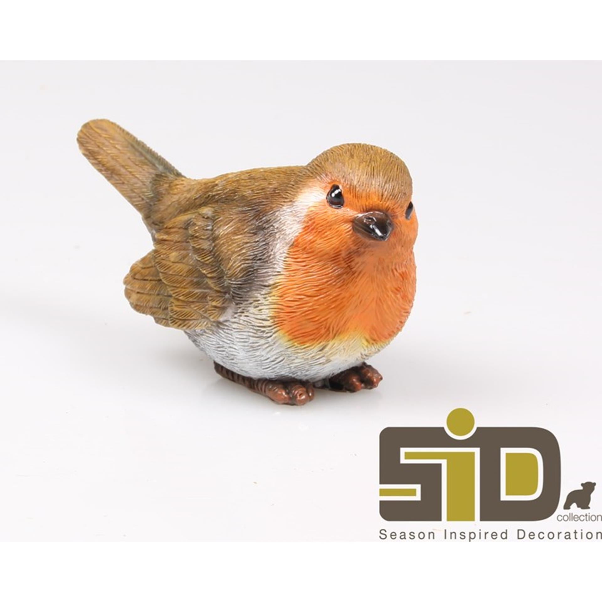 Season inspired decoration beeld vogel roodborstje 11,5x5x6cm