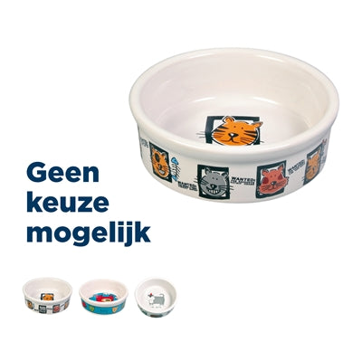 Trixie ceramic cat bowl with assorted print