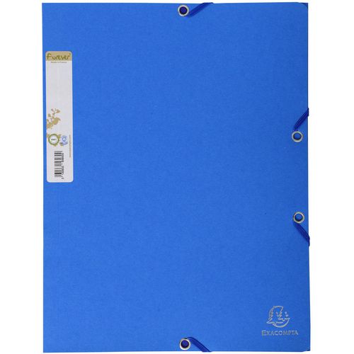 Exacompta map 56982e recycleerd karton 380g m2 a4 24x32cm koningsblauw 3 kleppen