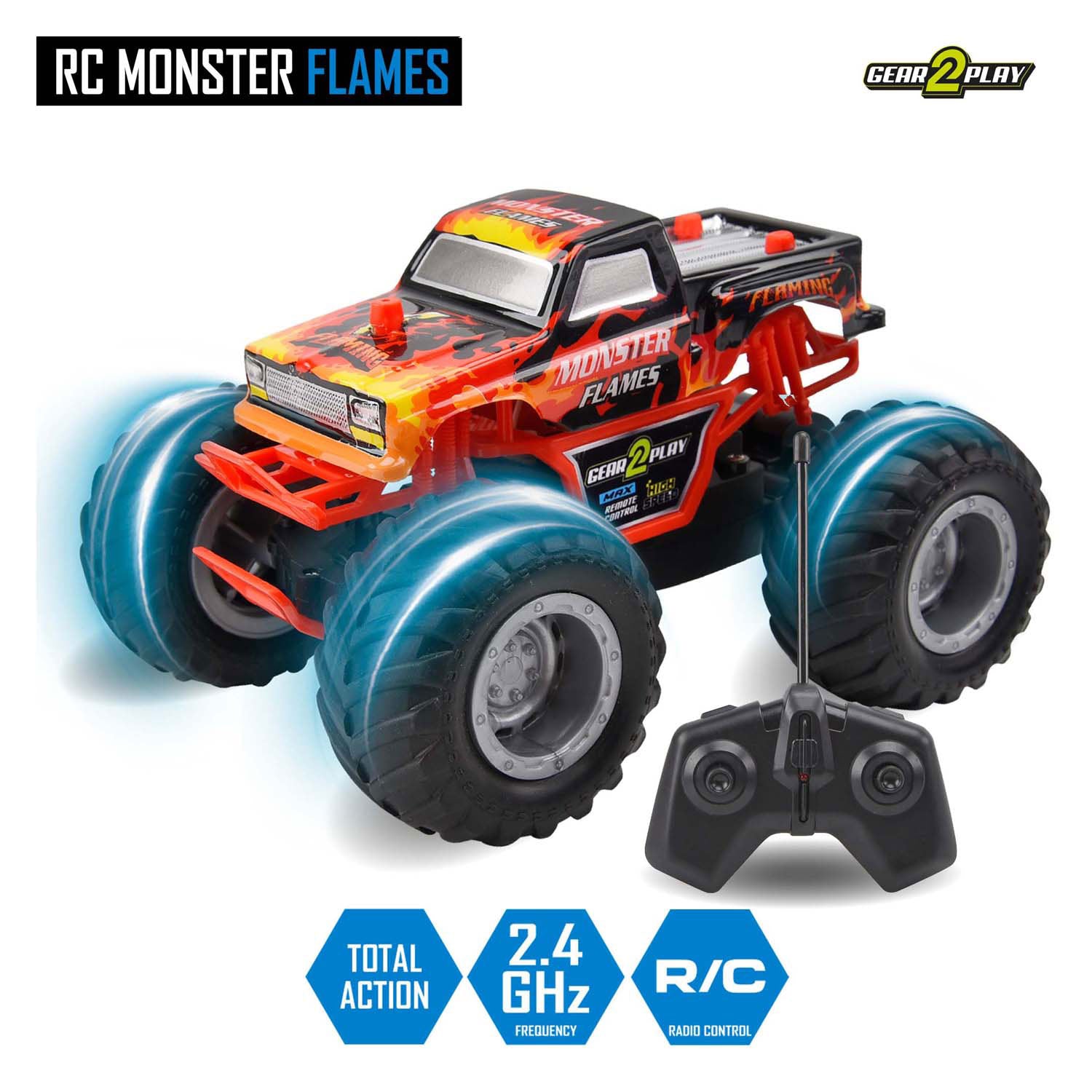 Gear2play rc bestuurbare auto monster vlammen