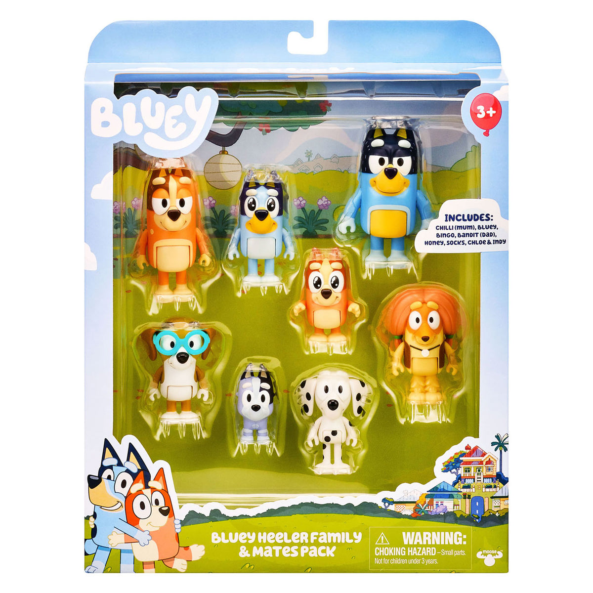 Moose bluey speelfiguren familie vrienden, 8st.