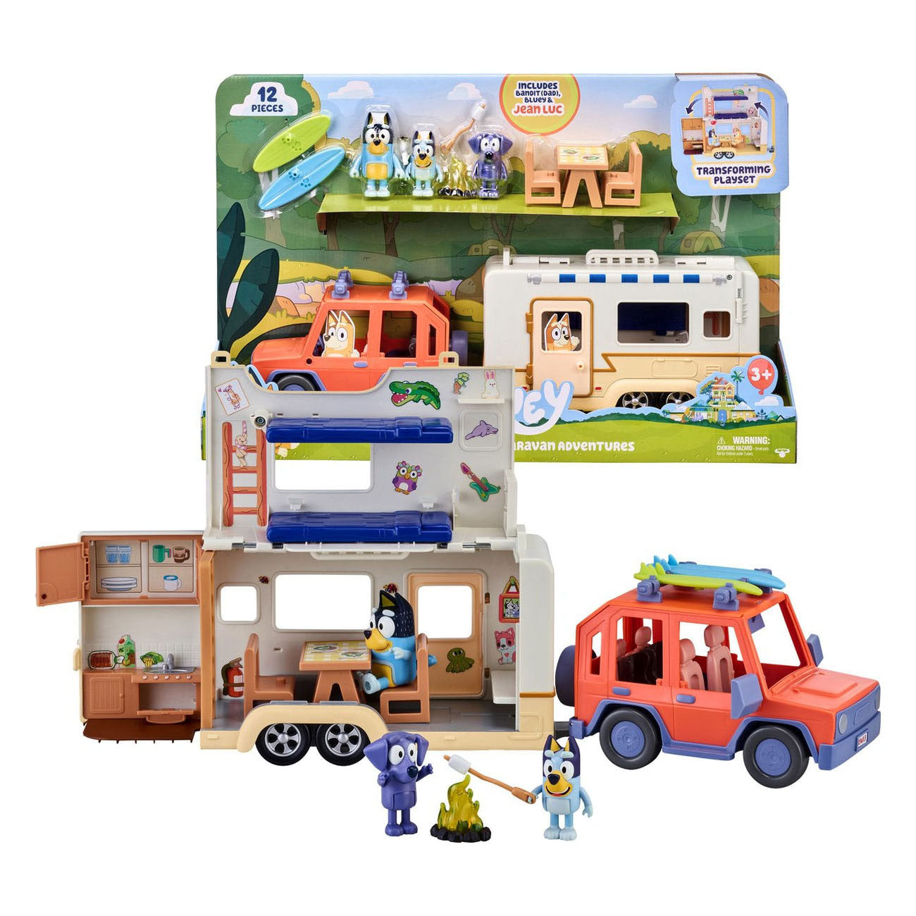 Moose Toys bluey 4wd auto en kampeeravonturen luxe speelset