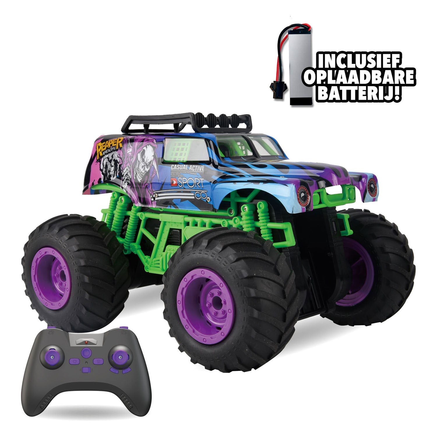 Gear2play rc bestuurbare auto monster truck reaper apocalyps