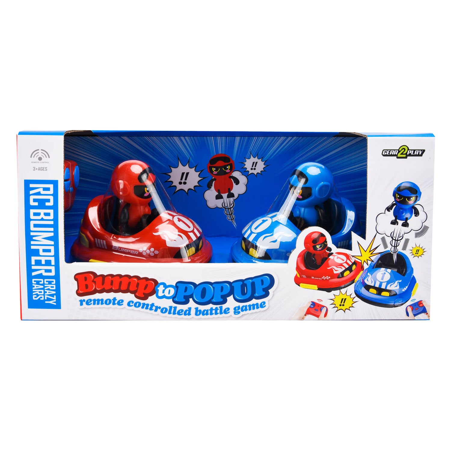 Gear2play rc crazy bumper cars duoset - bestuurbare bumpercars - ga een botsduel aan!