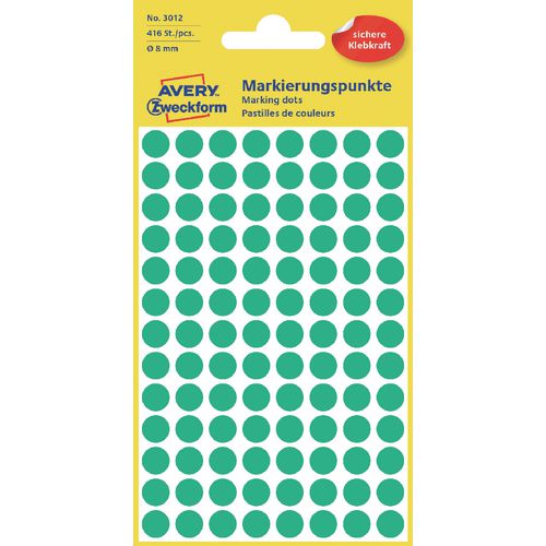Markeringspunten avery 3012 groen 8mm