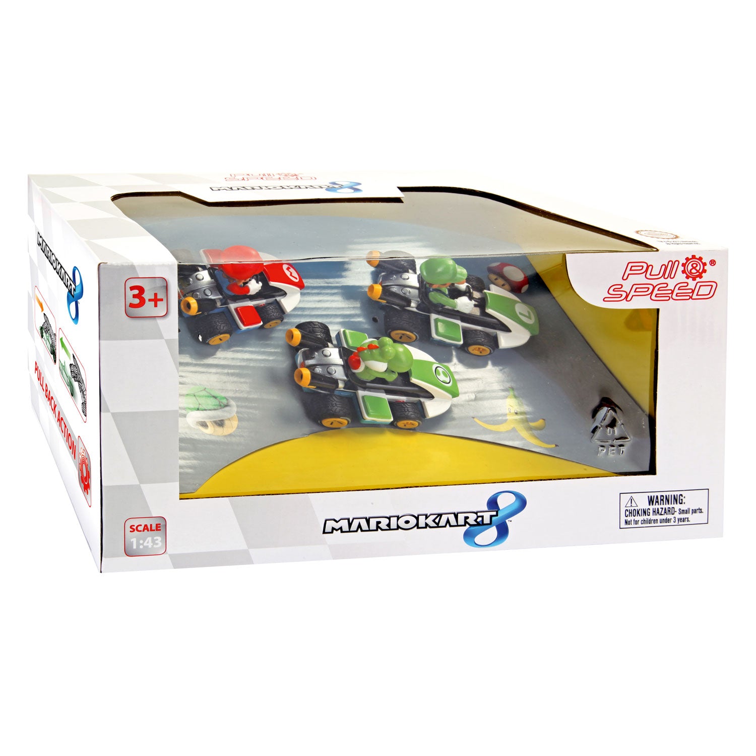 Super Mario Pull Back Kartset, 3dlg.