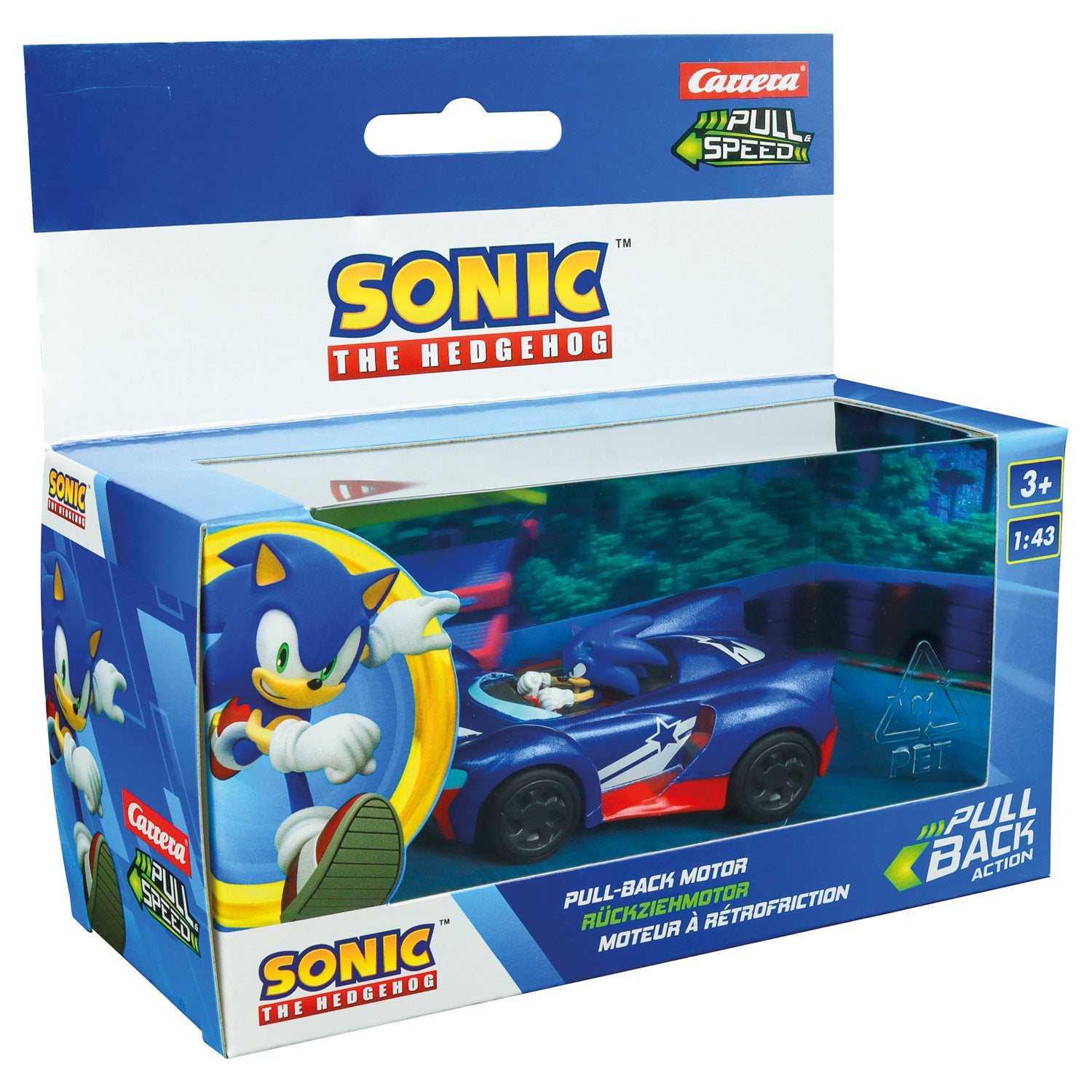 Carrera pull back auto team sonic racing - blauw