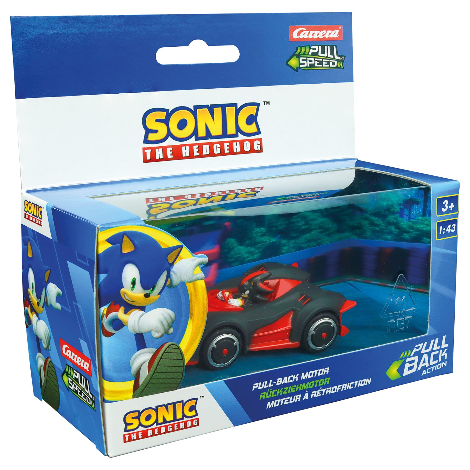Carrera pull back auto team sonic racing - zwart