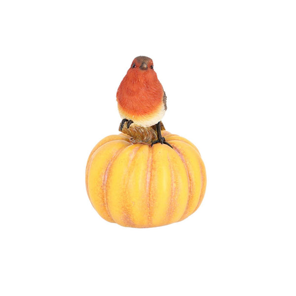 Esschert design roodborst op pompoen 11,7x12x16,2cm polyresin