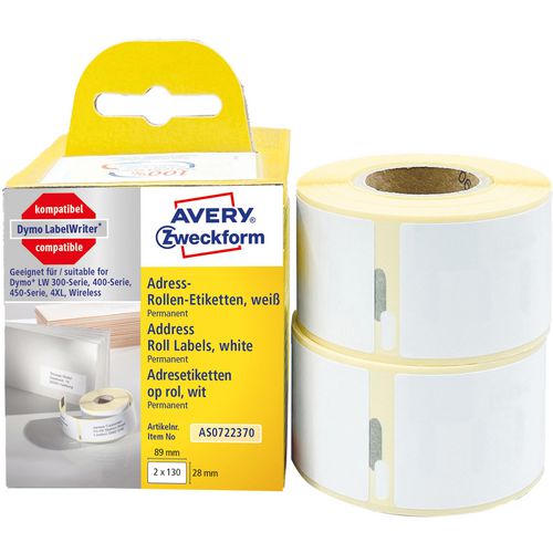 Avery zweckform adresetiketten as0722370 permanent wit