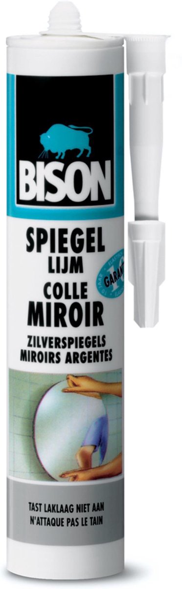 Bison spiegellijm koker 425 g, geschikt op allerlei ondergronden, tast laaklag niet aan, vochtwerend, zilverspiegels