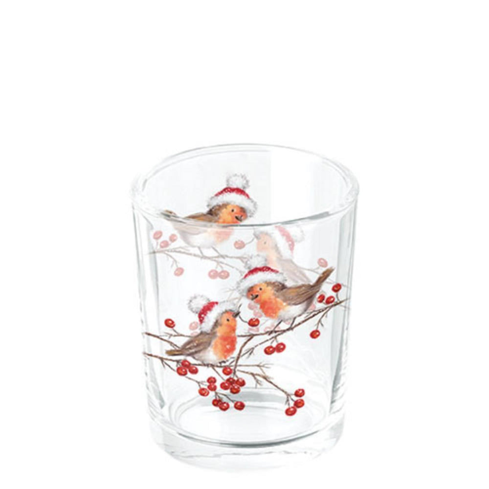 Ambiente theelichthouder christmas robins white