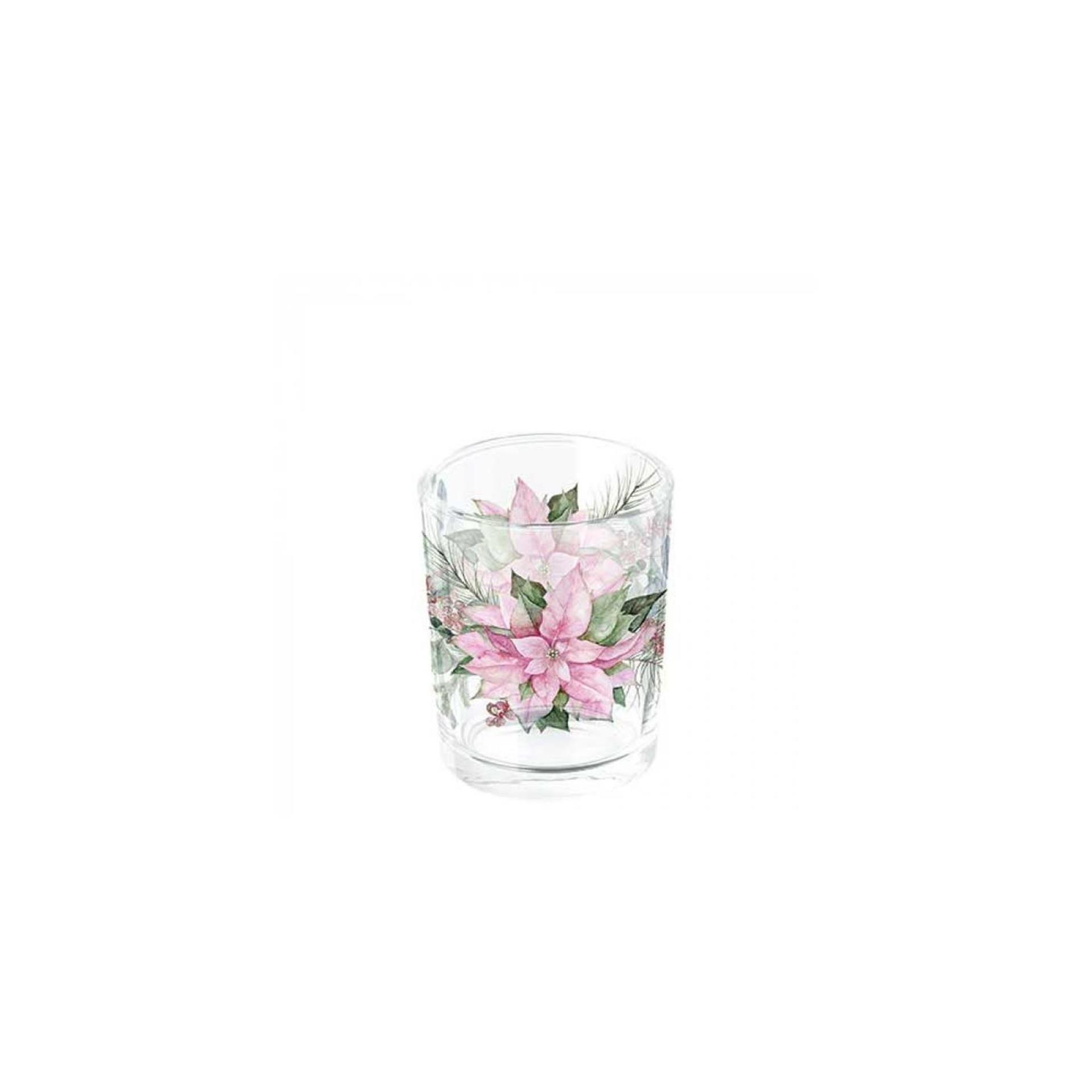 Ambiente theelichthouder pink poinsettia