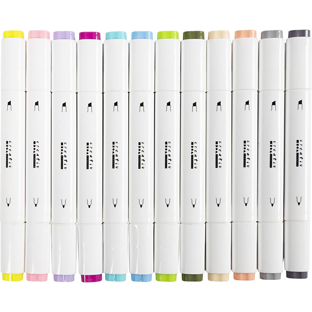 Creativ company tekenstift lijndikte 1+8mm pastelkleuren - 12st.