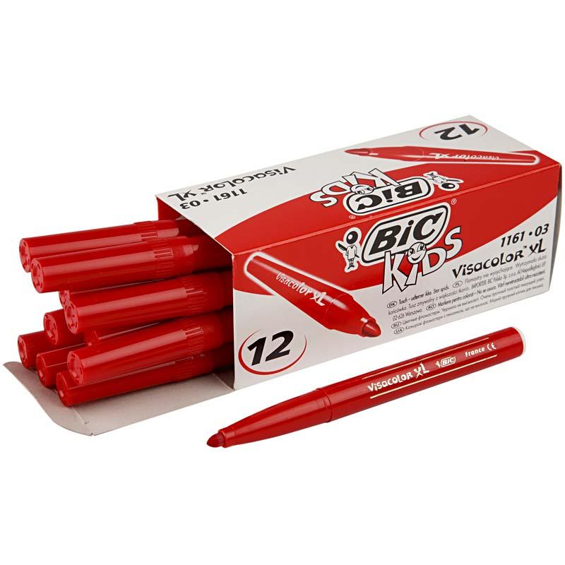Bic visa color kleurstiften, lijndikte 3 mm, rood, 12 stuk 1 doos