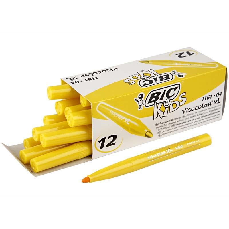 Bic visa color kleurstiften, lijndikte 3 mm, geel, 12 stuk 1 doos