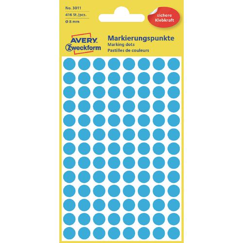 Markeringspunten avery 3011 blauw 8mm