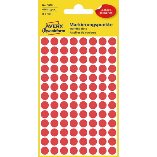 Markeringspunten avery 3010 rood 8mm